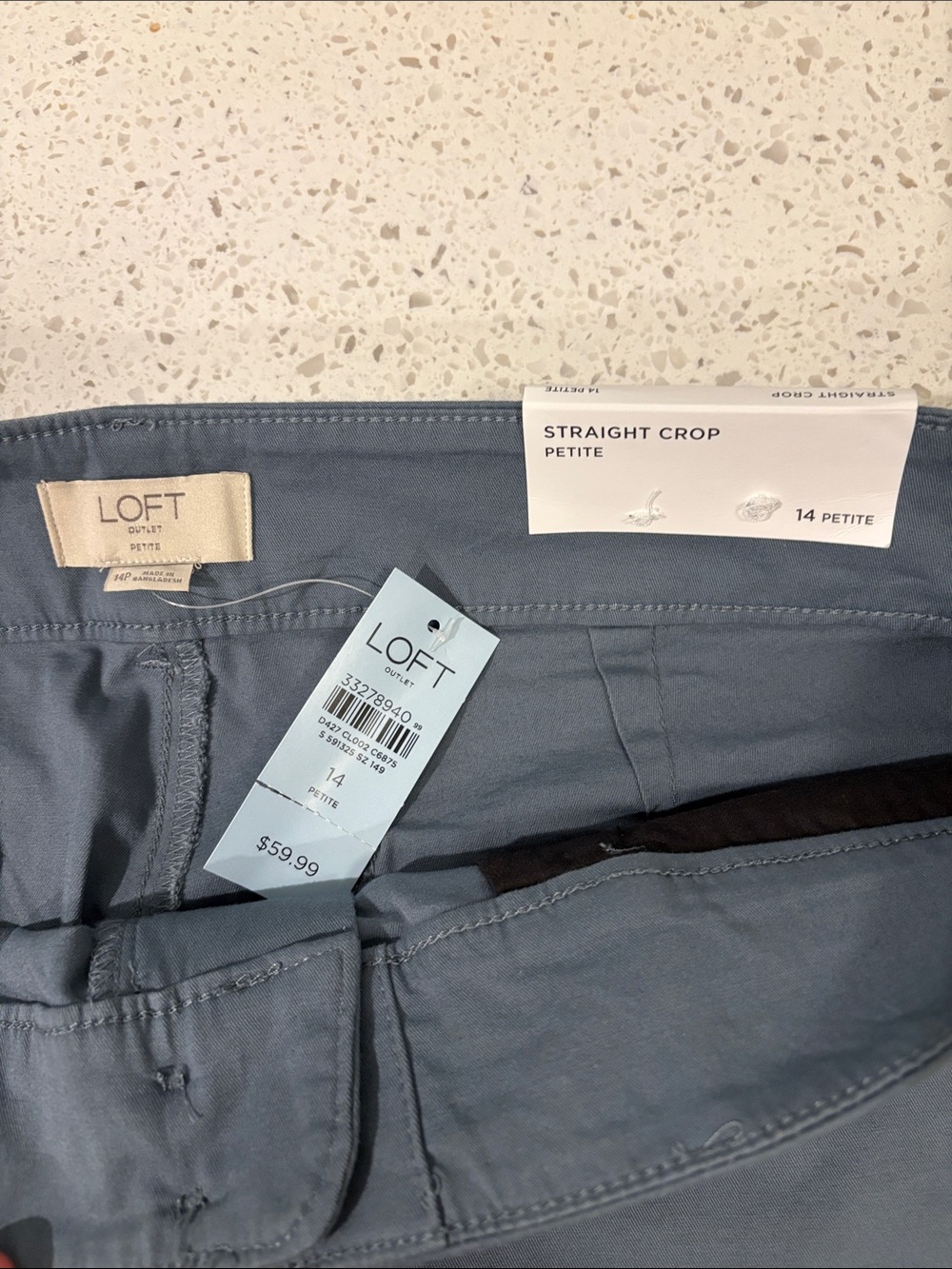 LOFT Slate Blue Women's Straight Crop Trousers - Picture 3 of 4